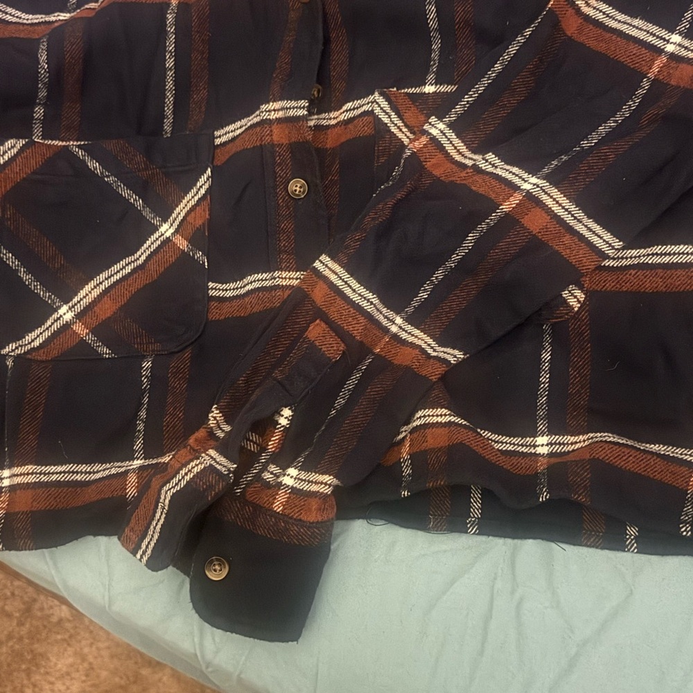 RSQ Navy and Rust Plaid Shirt - Picture 4 of 12